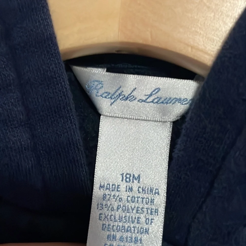 Ralph Lauren baby navy zipped sweatshirt jacket with hood